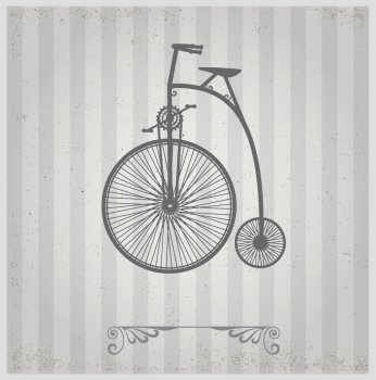Old bicycle on a gray background