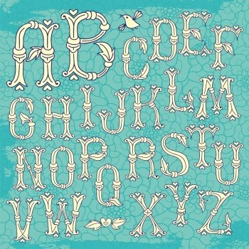 Whimsical Hand Drawn Alphabet Letters Vector Illustration