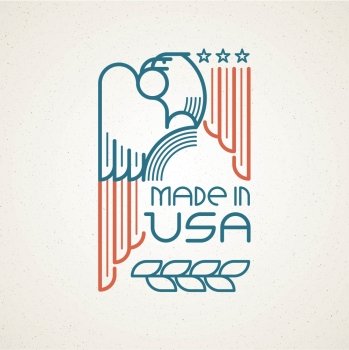 Made in the USA Symbol with American flag and eagle templates emblems Vector illustration EPS 10 Made in the USA Symbol with American flag and eagle