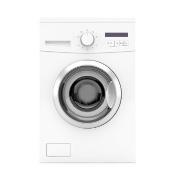 Front view of washing machine on white background 3d image
