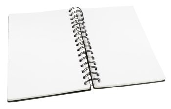 Open Diary With Blank Pages With Spiral Binding - Isolated on White Background