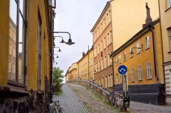 Small street in Stockholm in an old city( gamla stan) Sweden