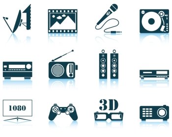 Set of multimedia icon EPS 10 vector illustration without transparency