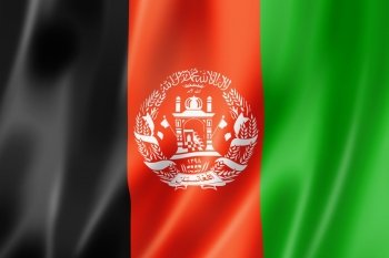 Afghanistan flag  three dimensional render  satin texture Afghan flag