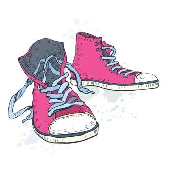 Sport shoes Sneakers Hand drawn Vector illustration
