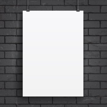 Blank paper poster on brick wall background Vector eps-10