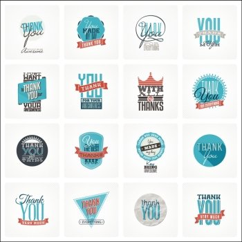 Collection of 16 vintage Thank You card designs