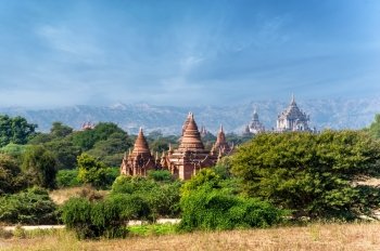 Travel landscapes and destinations Amazing architecture of old Buddhist Temples at Bagan Kingdom  Myanmar (Burma)