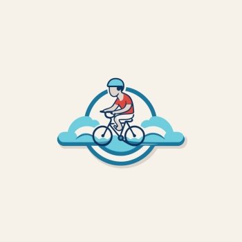 bicyclist on the cloud vector logo eps 10
