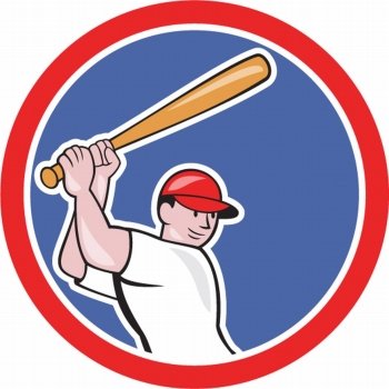 Baseball Player Batting Stance Cartoon Stock Vector - Illustration