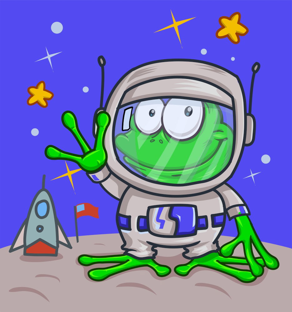 Cute Cartoon Frog Astronaut in Space Vector Illustration Cute Cartoon Frog Astronaut in Space Vector Illustration